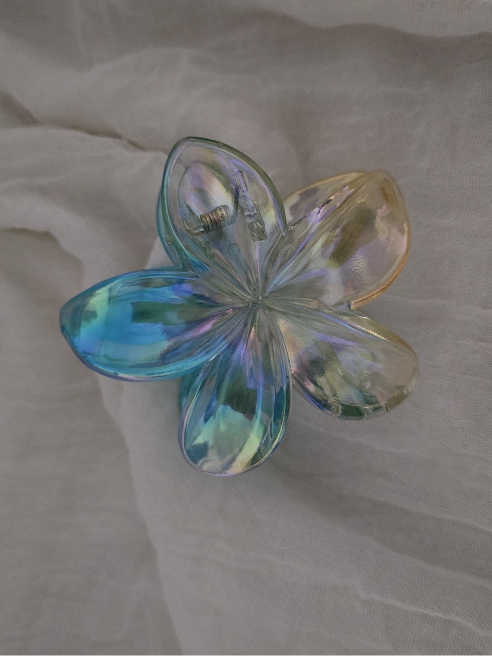 Iridescent Plumeria Flower Hair Claw Clip